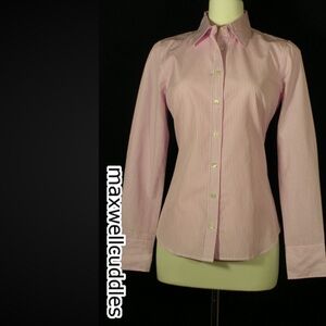 J CREW KATHRYN BLOUSE PINK LILAC STRIPE  COTTON broadcloth NWT Medium button New